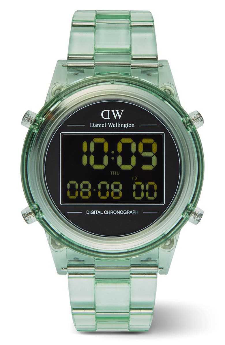 Daniel Wellington Retro Digital Bracelet Watch, 42mm, Main, color, Transparent Matcha Green