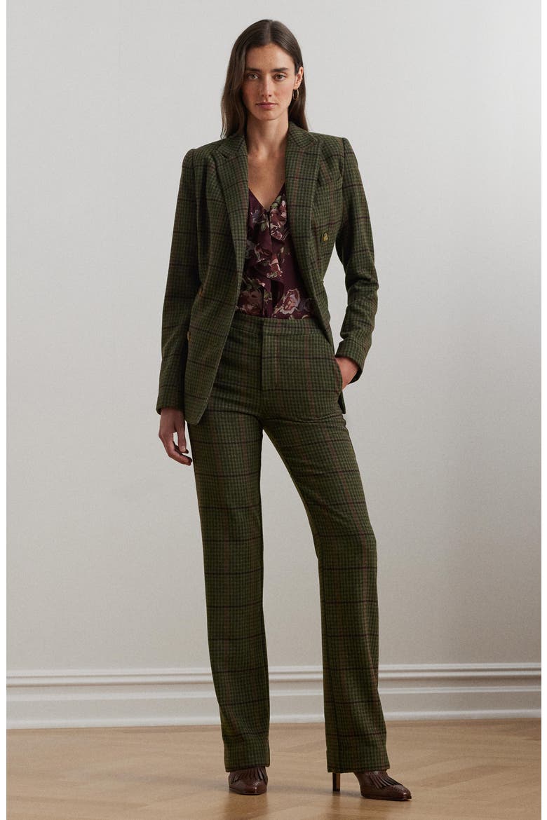 Check Double Breasted Jacket, Alternate, color, OLIVE MULTI