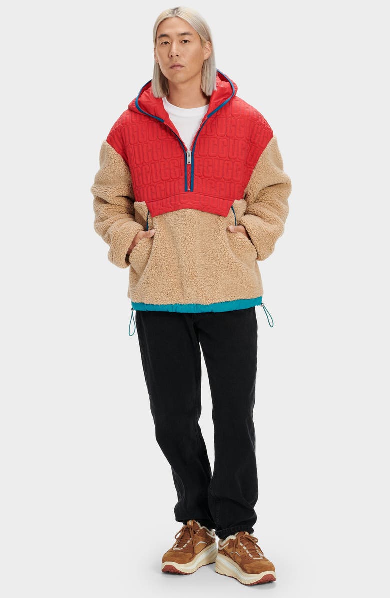 UGG<sup>®</sup> Iggy Fleece Half Zip Hooded Pullover, Alternate, color, 