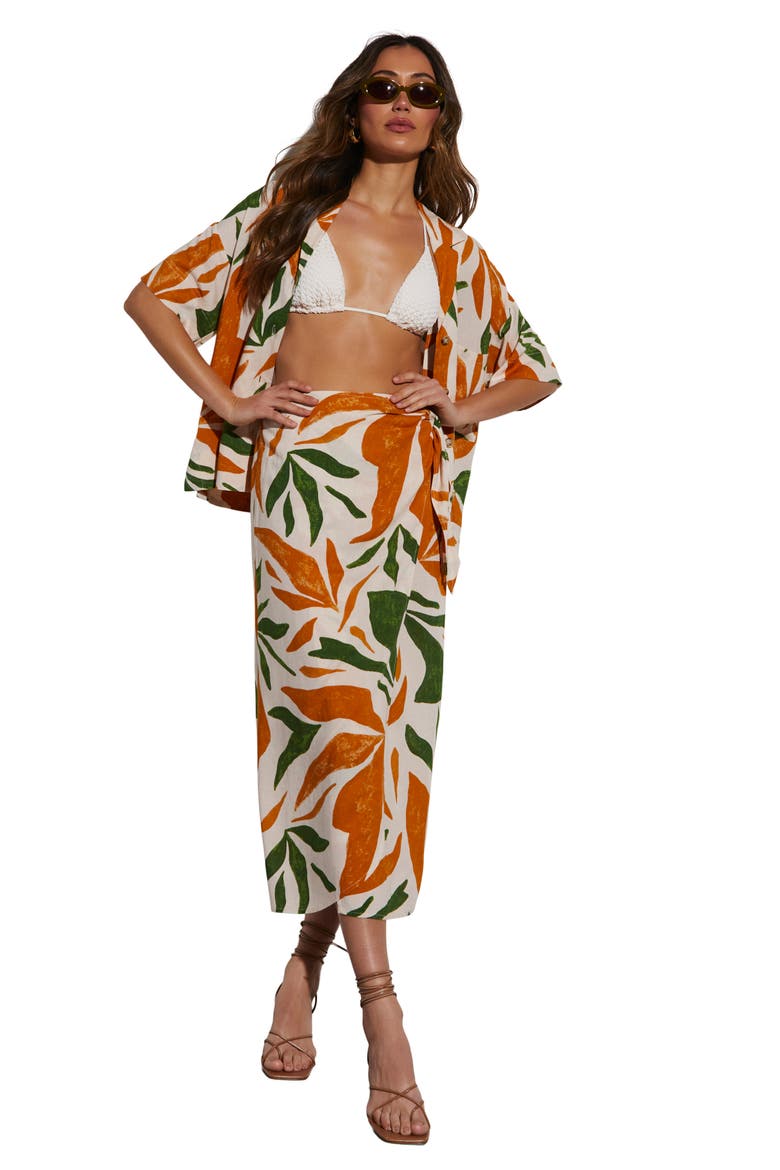Rainforest Print Cover-Up Maxi Skirt, Alternate, color, TROPICAL