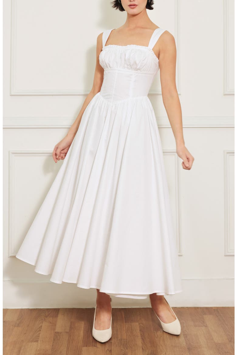 Cotton Midi Dress, Alternate, color, WHITE