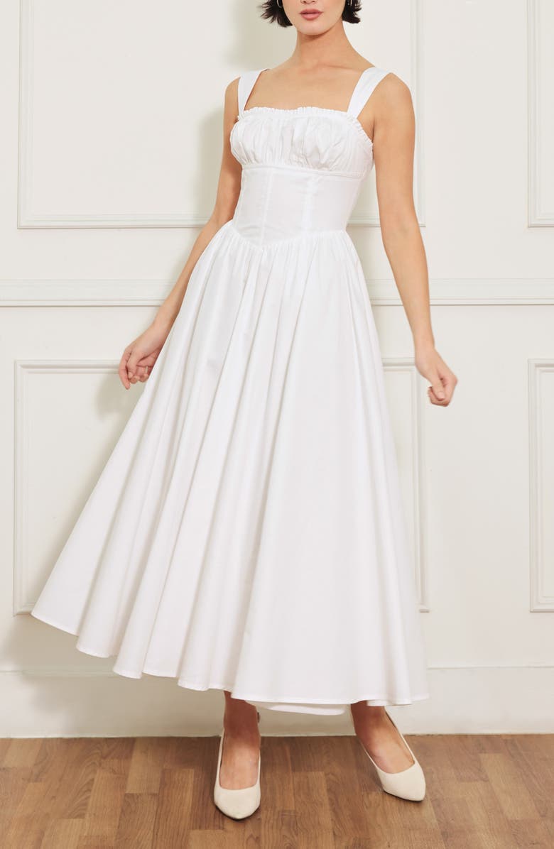 FREEMARKET Cotton Midi Dress, Alternate, color, White