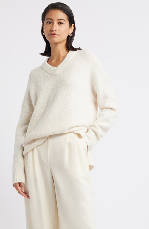 Nordstrom Wool Blend V-neck Sweater In Ivory Pristine