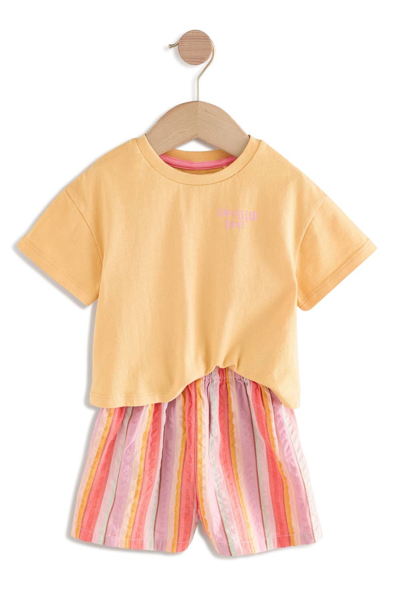 NEXT Kids' Sunshine Cotton Graphic T-Shirt & Stripe Shorts Set, Alternate, color, 