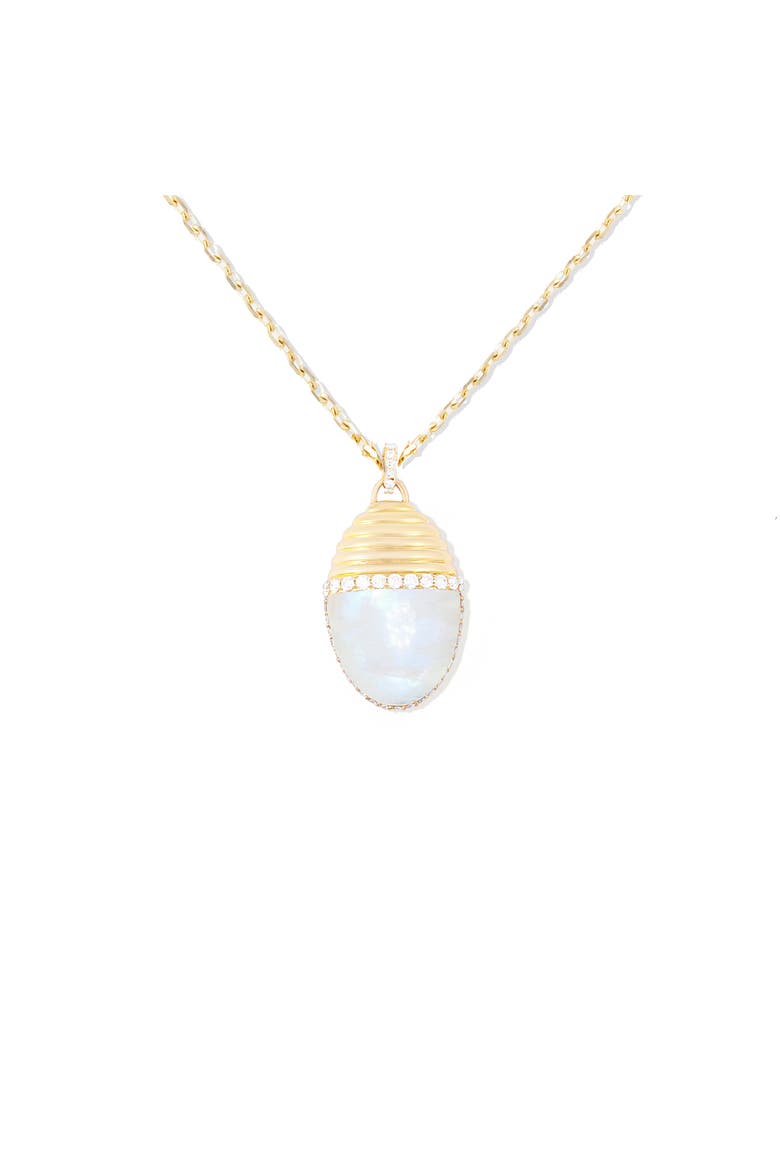 Found Large Cap Pendant Necklace, Alternate, color, Moonstone & Diamond-Gold