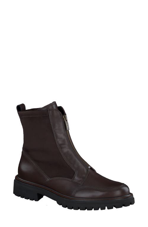 Paul Green Sheridan Lug Zip Bootie In Brown