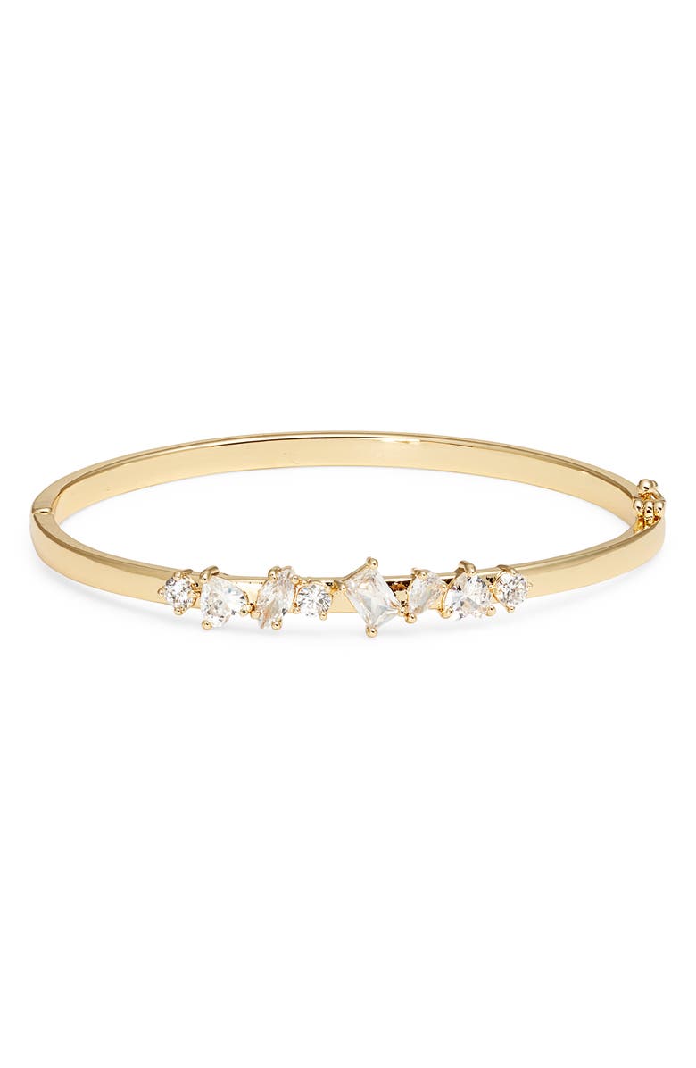 Nordstrom Cubic Zirconia Cluster Hinge Bangle, Main, color, Clear- Gold