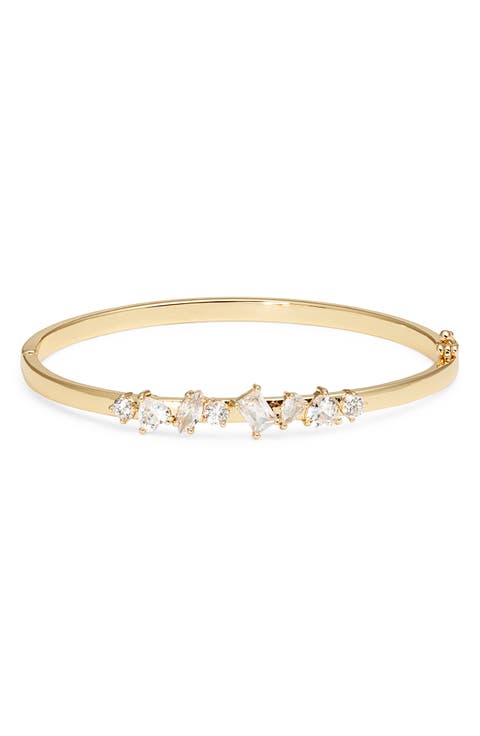 Cubic Zirconia Cluster Hinge Bangle