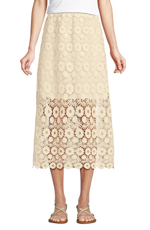 Lands' End Lace Overlay Midi Skirt In White