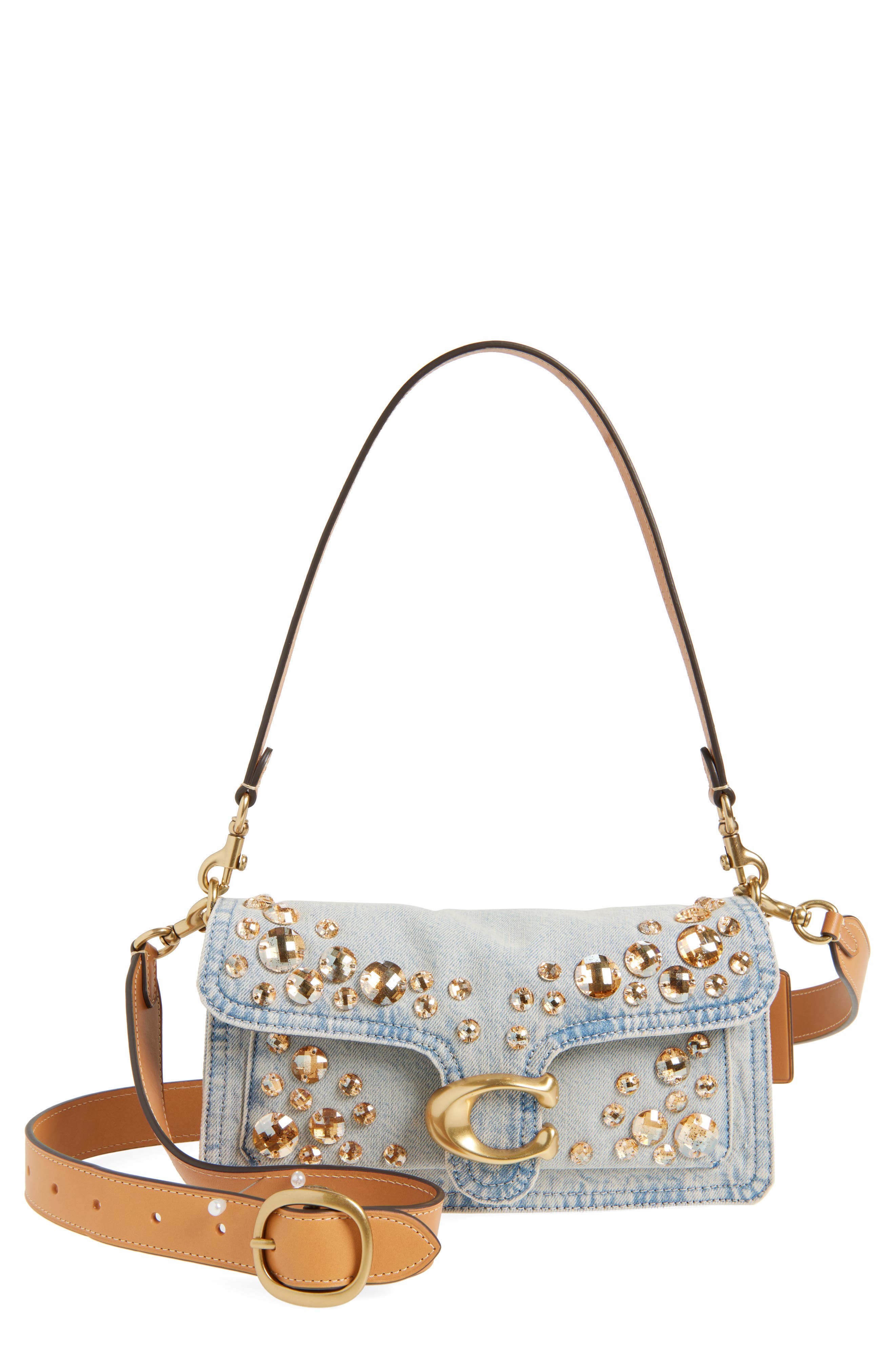 COACH Tabby Crystal Denim Crossbody Bag, Main, color, 