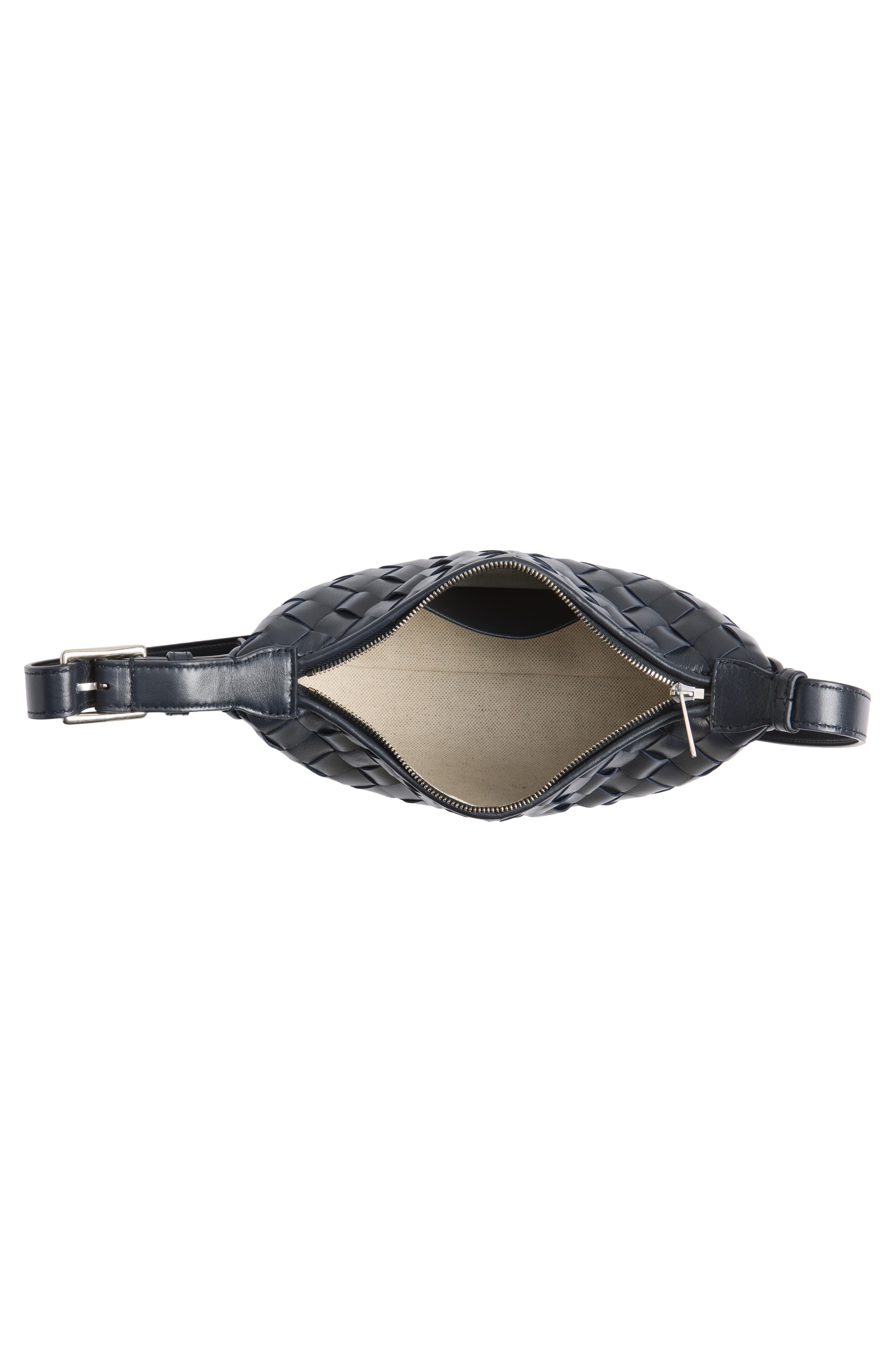 Traveler Intrecciato Leather Crossbody Bag, Alternate, color, 4330 MIDNIGHT-SILVER