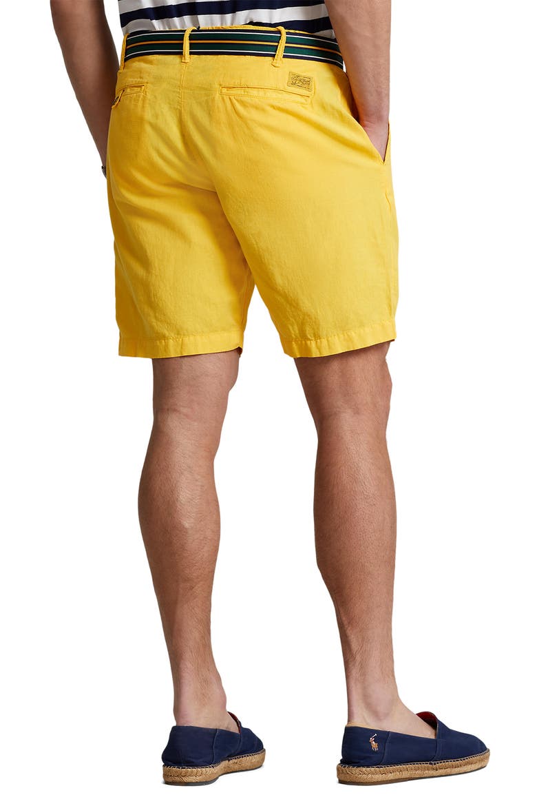 Classic Fit Maritime Linen & Cotton Shorts, Alternate, color, YELLOW FIN