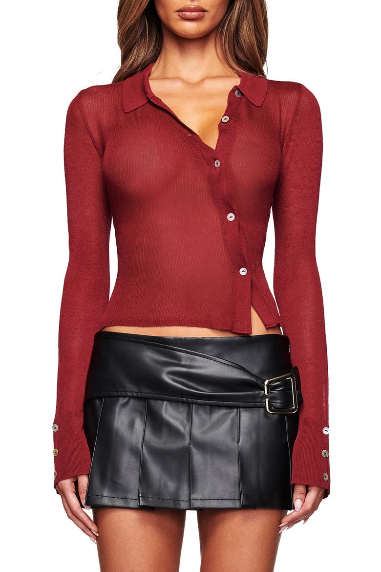 Davina Asymmetrical Rib Knit Top, Main, color, WINE RED