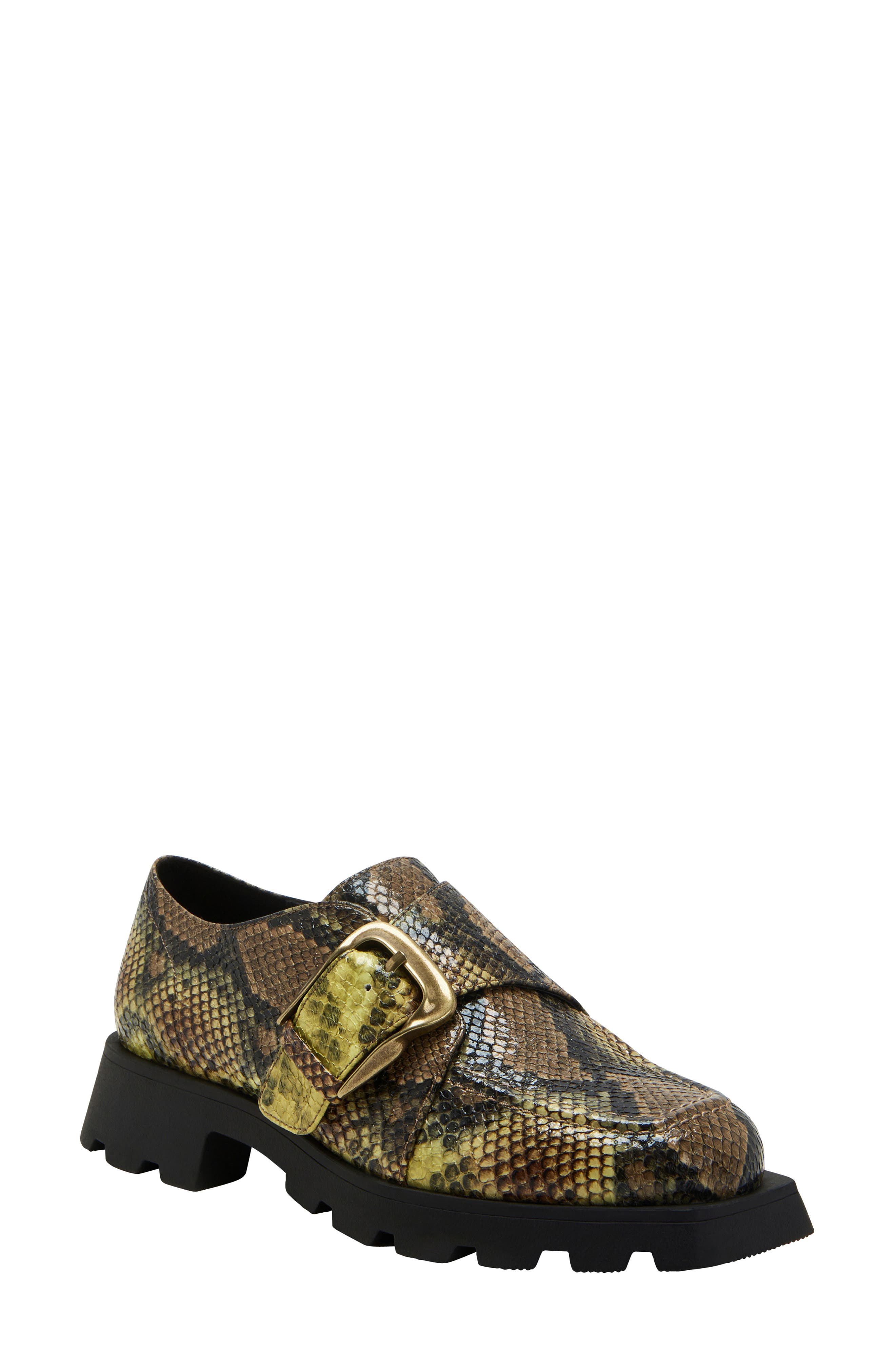 Daarling Snakeskin Embossed Buckle Loafer, Main, color, SEA KELP MULTI