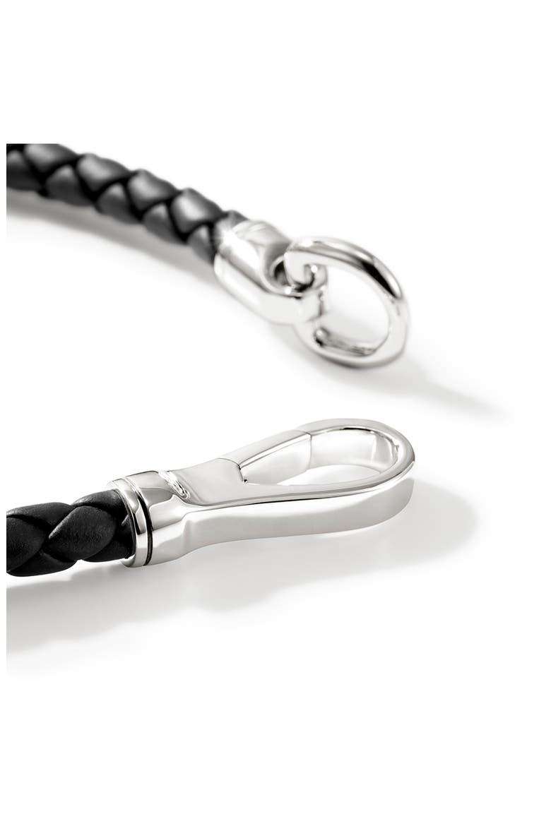 Men's Braided Leather Bracelet, Alternate, color, BLACK/ SILVER