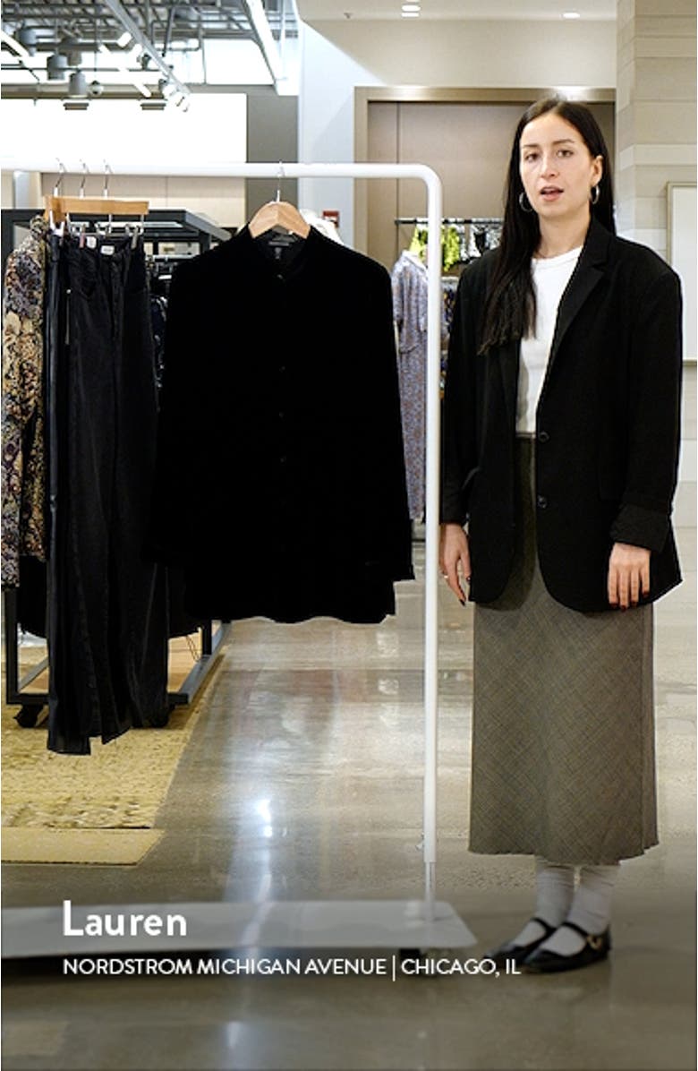 Band Collar Velvet Button-Up Shirt, sales video thumbnail