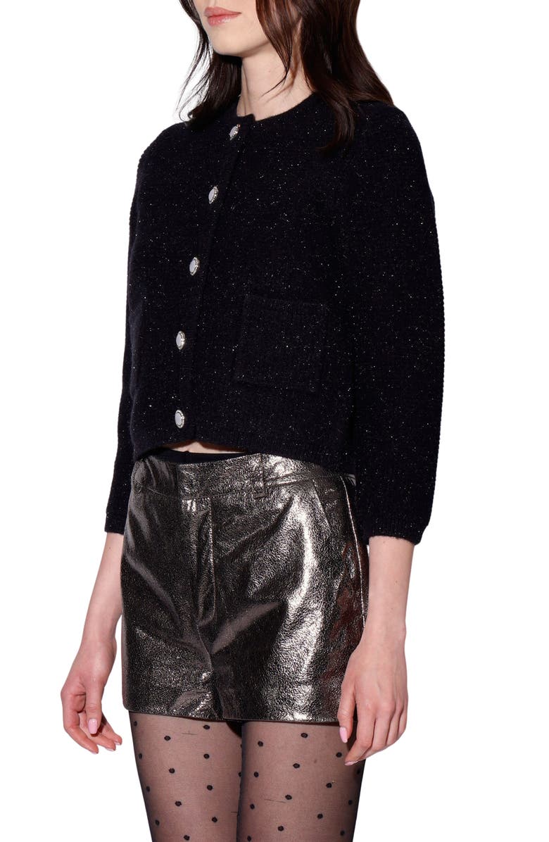 Walter Baker Janis Sparkle Cardigan, Alternate, color, Black Silver