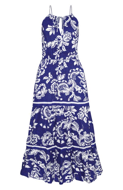 Sunshine 79 Floral Print Sleeveless Maxi Dress In Blue