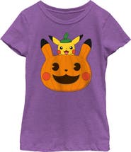 POKEMON Girl's Pokemon Halloween Pikachu Jack-O'-Lantern T-Shirt