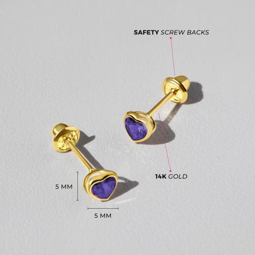 In Season Jewelry 14k Bezel Cubic Zirconia Heart Earrings In Purple