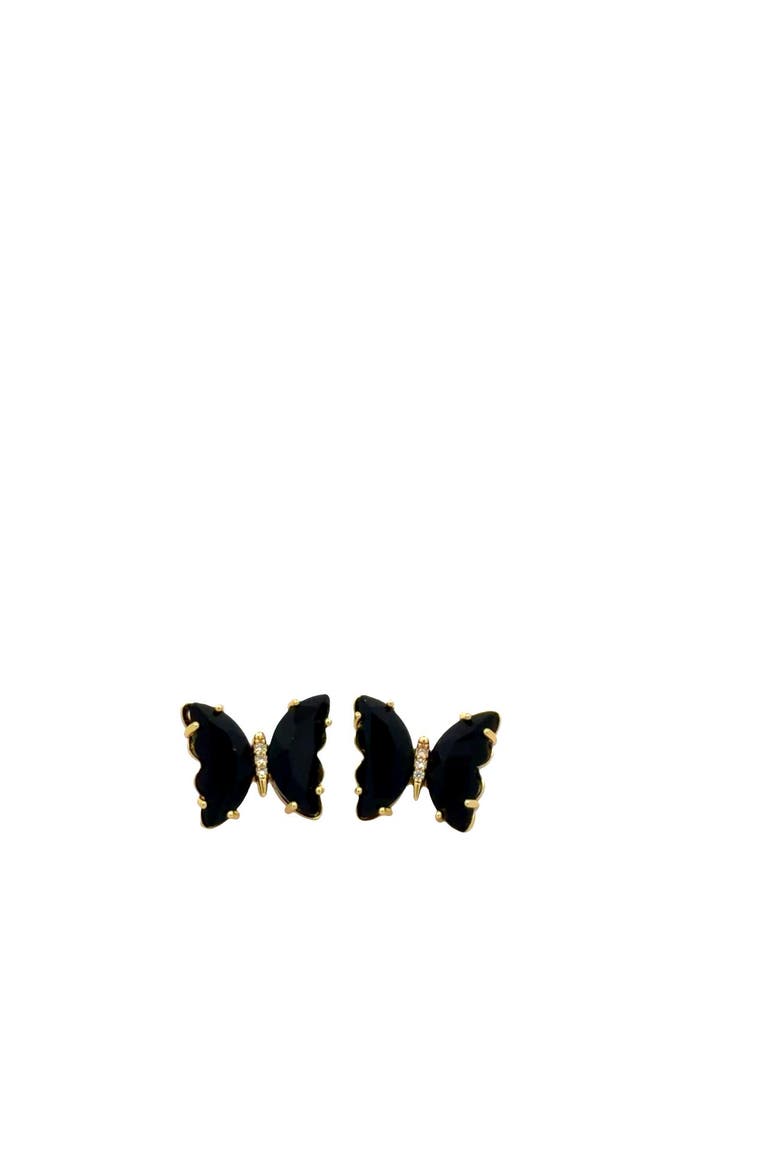 Butterfly Crystal Stud Earrings, Main, color, Black