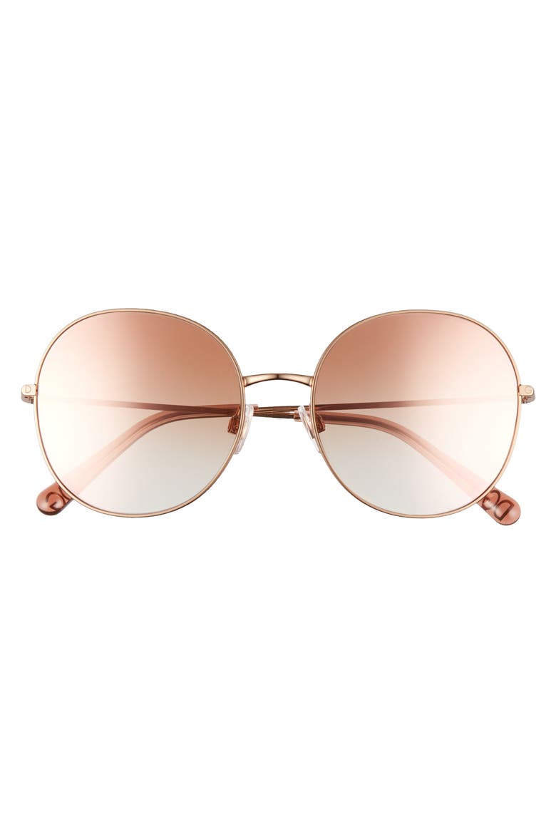 56mm Round Sunglasses, Alternate, color, GOLD/ PINK GRADIENT MIRROR