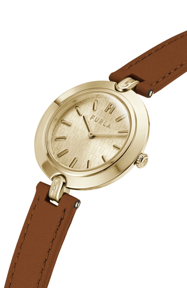 Furla Logo Links Leather Strap Watch, 34mm, Alternate, color, 