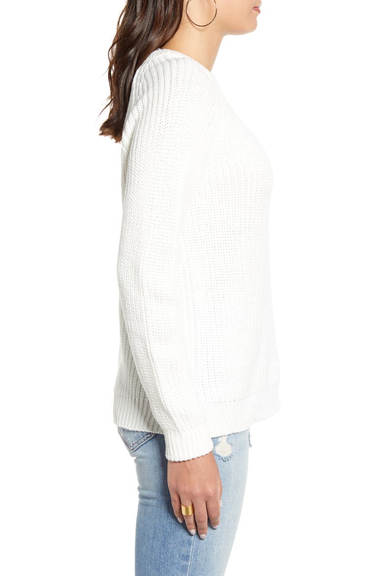Shaker Stitch Crewneck Sweater, Alternate, color, SNOW