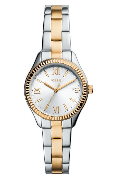 Two-Tone Stainless Steel Quartz Bracelet Watch, 30mm