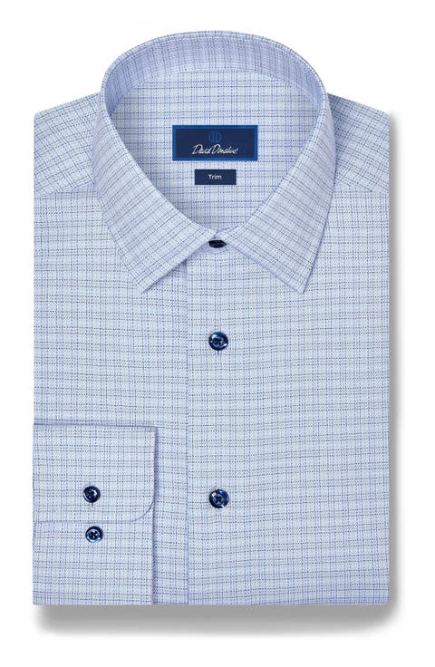 Trim Fit Check Stretch Twill Shirt