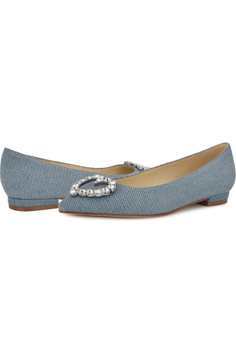 Nine West Hearts Rhinestone Flat, Alternate, color, Medium Blue 420