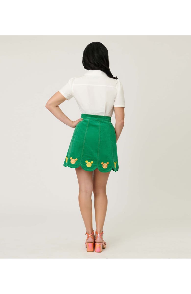 Smak Parlour Scallop Hem Corduroy Mini Skirt, Alternate, color, Green Corduroy