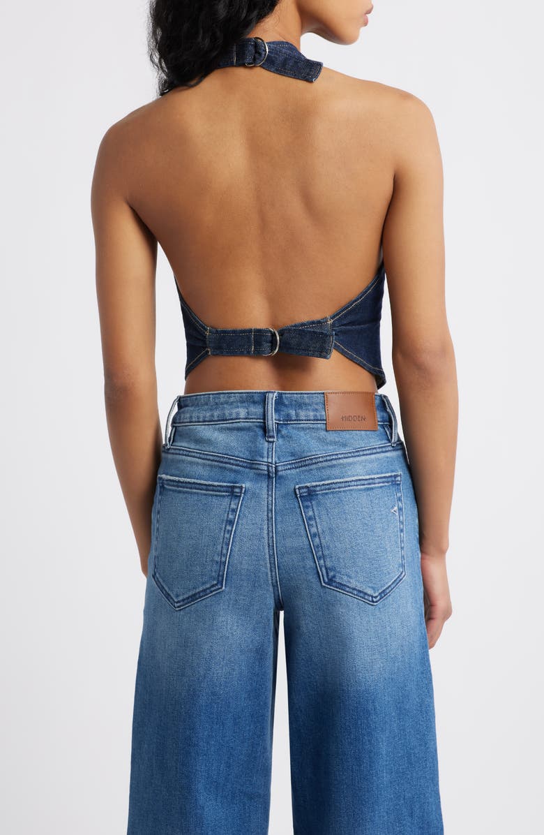 HIDDEN JEANS Snake Print Denim Halter Vest, Alternate, color, Snake