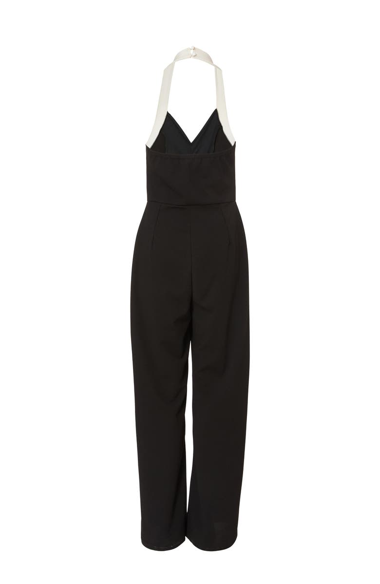 QUIZ Monochrome Halter Jumpsuit with Pocket Detail, Alternate, color, Black