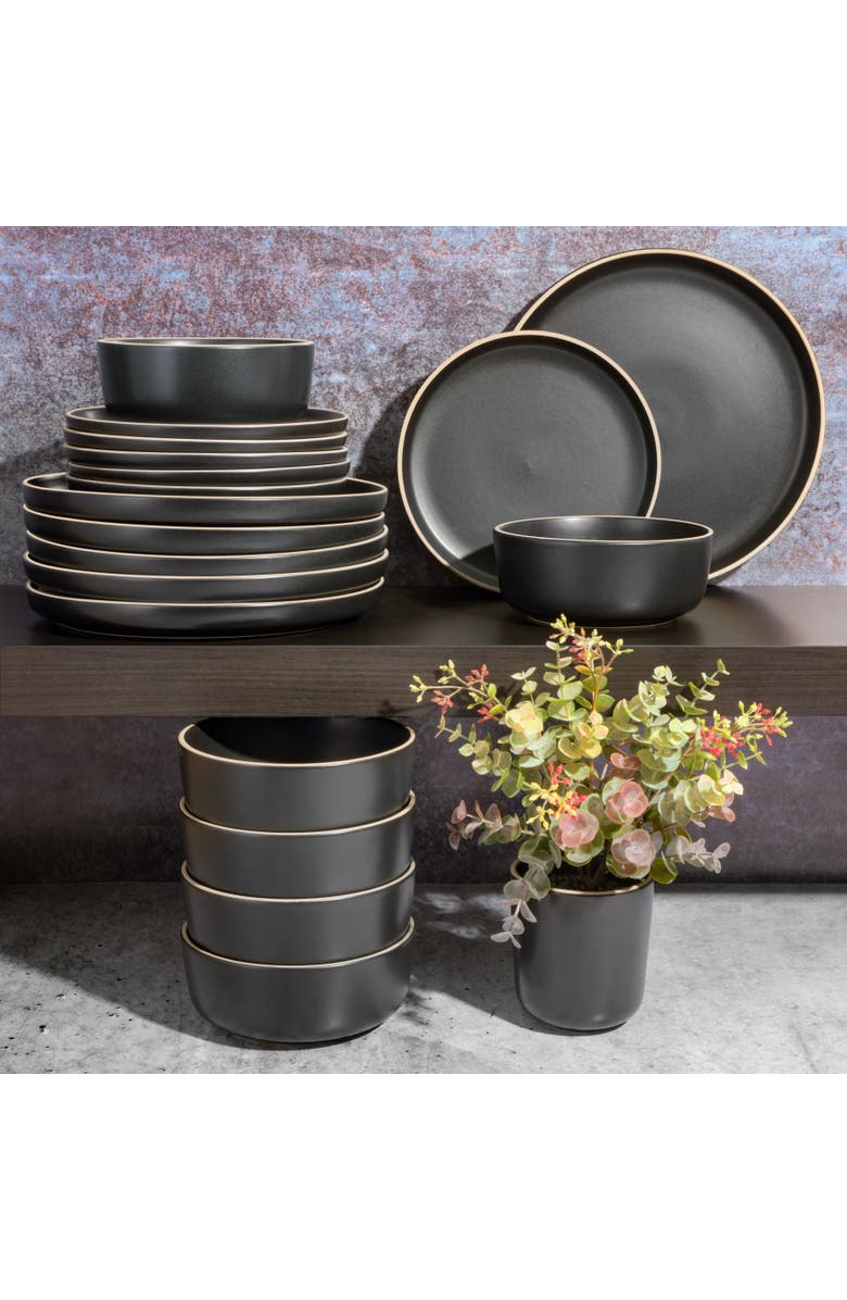Gibson Home Zuma 18 Piece Dinnerware Set, Alternate, color, Black