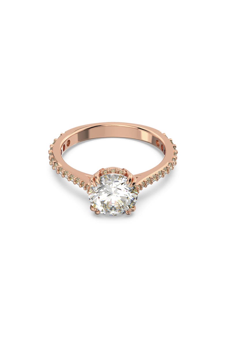 Stilla Crystal Cocktail Ring, Main, color, CRYSTAL/ ROSE GOLD