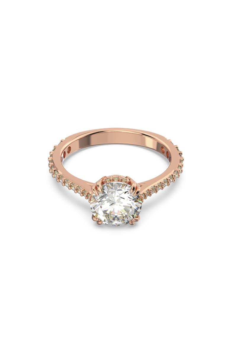 Swarovski Stilla Crystal Cocktail Ring, Main, color, Crystal/ Rose Gold