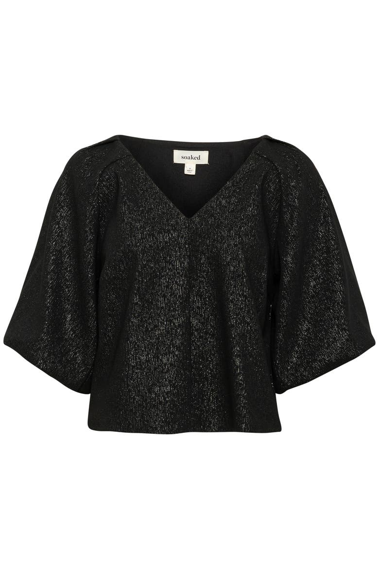 SLCahlina V-neck Balloon Sleeves Blouse, Alternate, color, Gun Metal