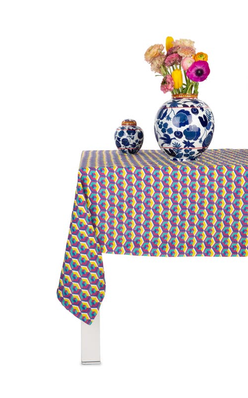 LA DOUBLEJ LA DOUBLEJ LARGE TABLECLOTH (180X350) CUBO GIALLO/FUXSIA BLUE 