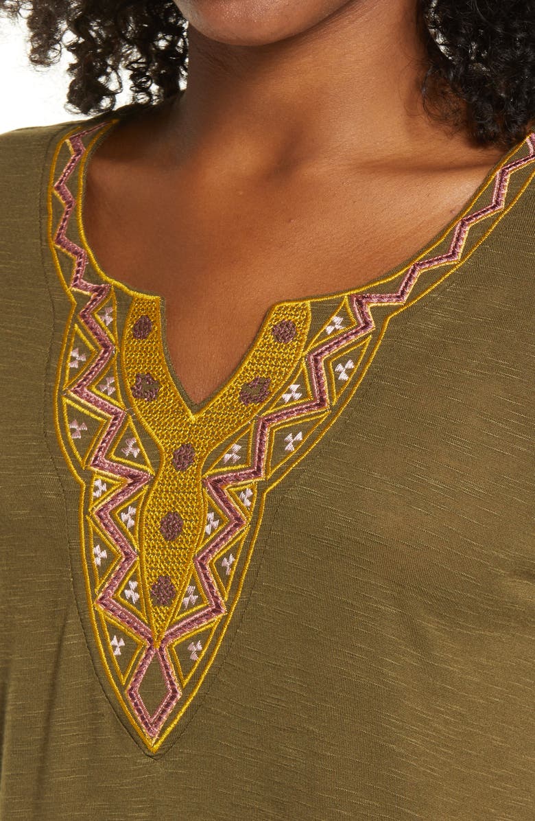 Bobeau Embroidered Neck T-Shirt, Alternate, color,