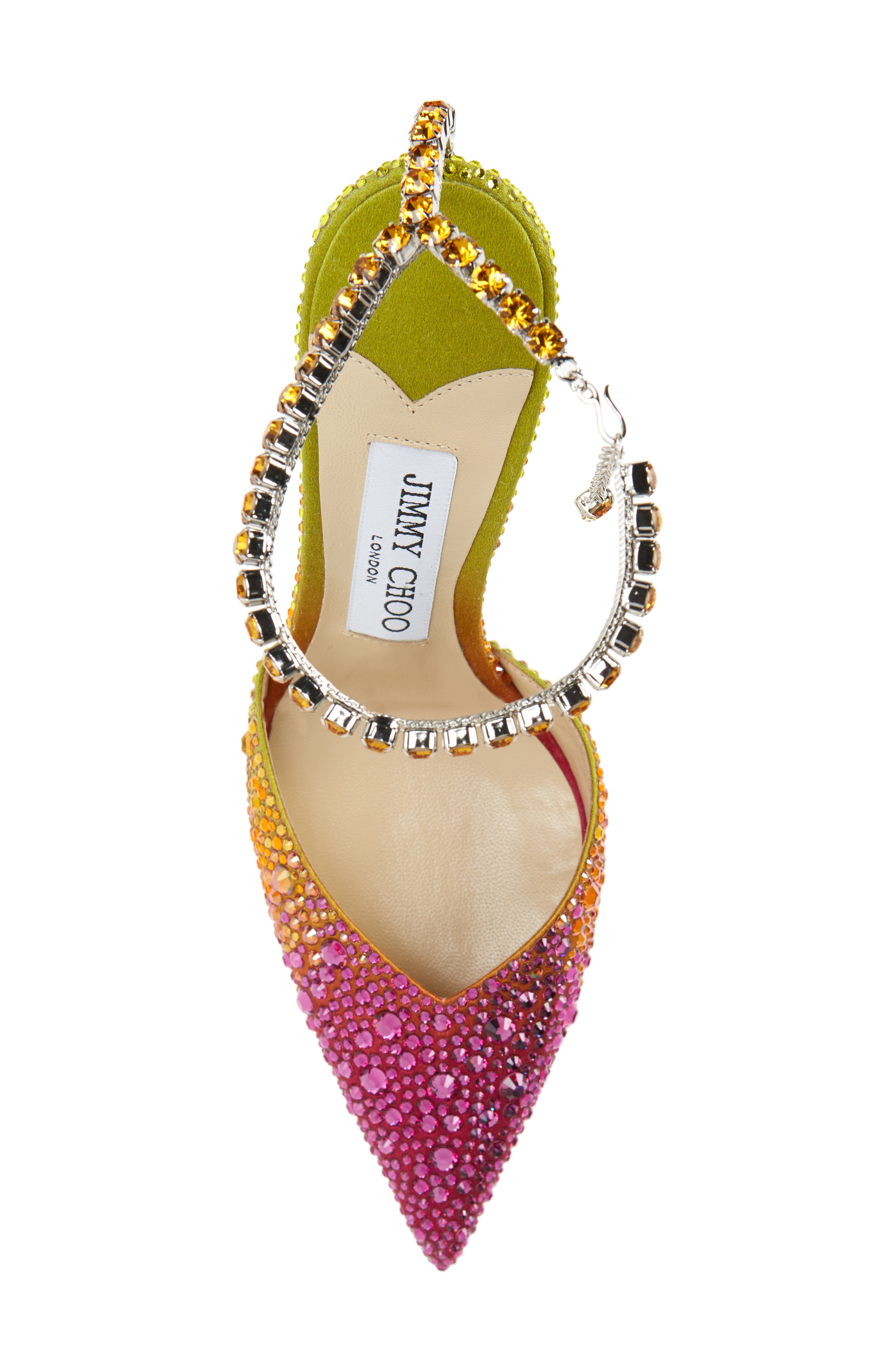 Jimmy Choo Saeda Crystal Ankle Strap Pointed Toe Pump, Alternate, color, 