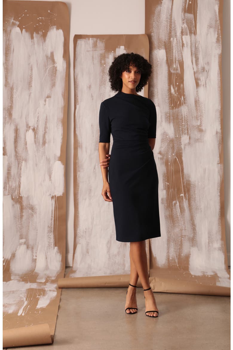 Asymmetric Neck Sheath Midi Dress, Alternate, color, TWILIGHT N