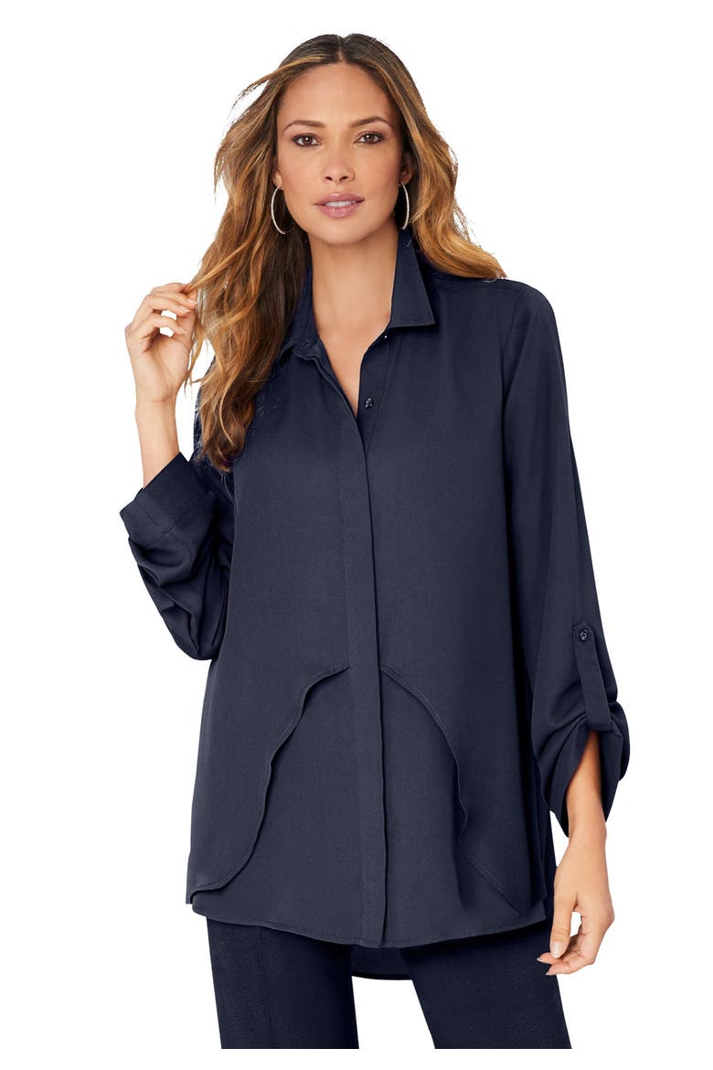 Georgette Overlay Big Shirt, Main, color, NAVY