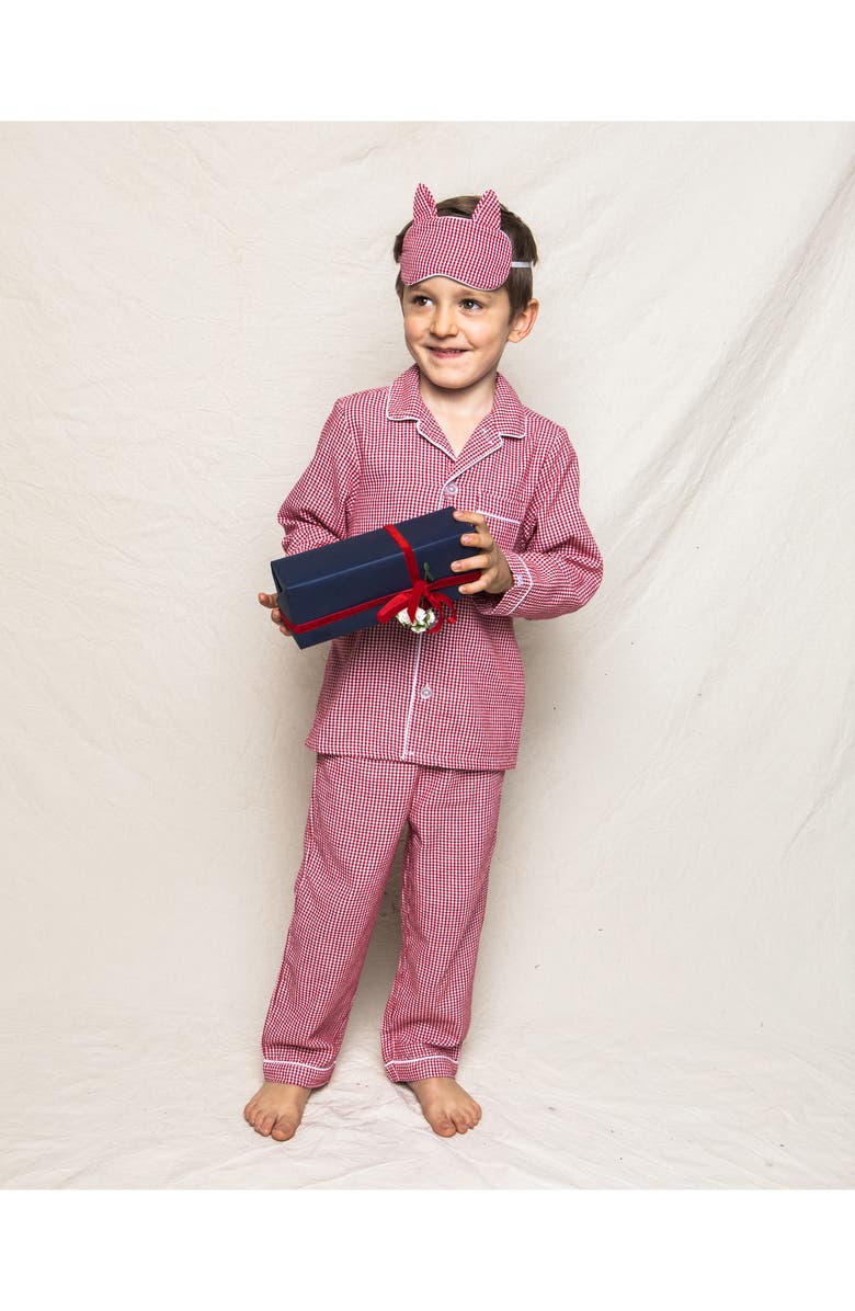 Petite Plume Kids' Mini Gingham Flannel Two Piece Pajamas, Alternate, color, Red