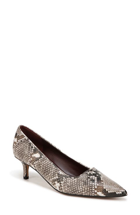 Kim Snakeskin Embossed Kitten Heel Pump (Women)