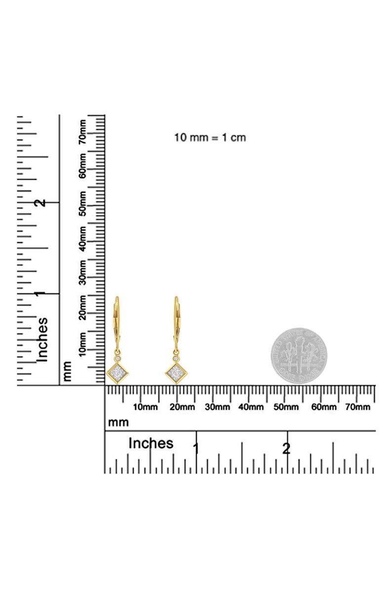 Haus of Brilliance 2 Micron 14K Yellow Gold Plating Diamond Dangle Earrings, Alternate, color, Yellow