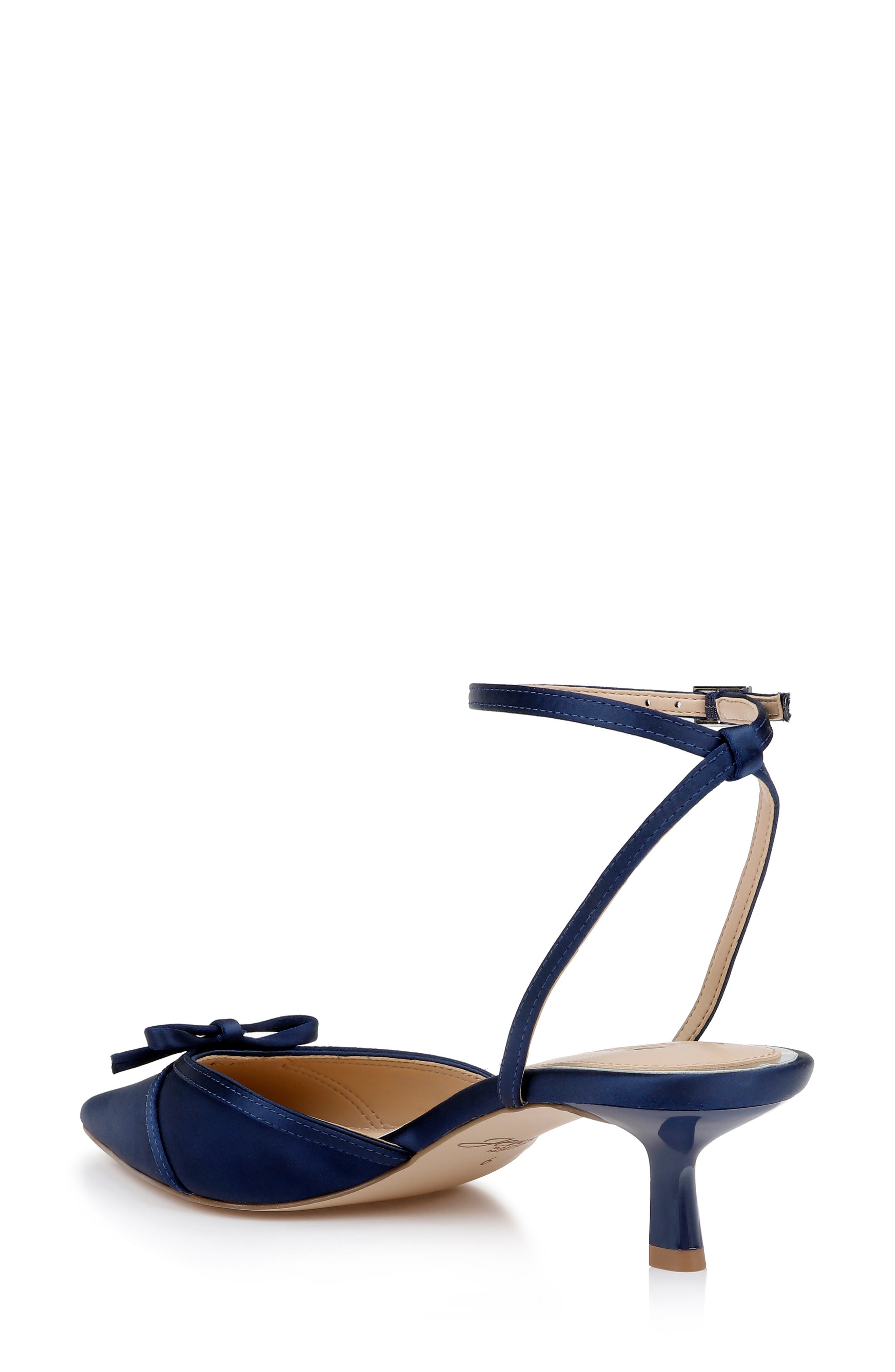 Talasia Ankle Strap Pointed Toe Kitten Heel Pump, Alternate, color, NAVY SATIN