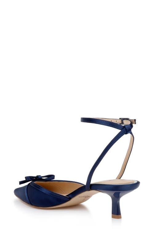 Jewel Badgley Mischka Talasia Ankle Strap Pointed Toe Kitten Heel Pump In Blue