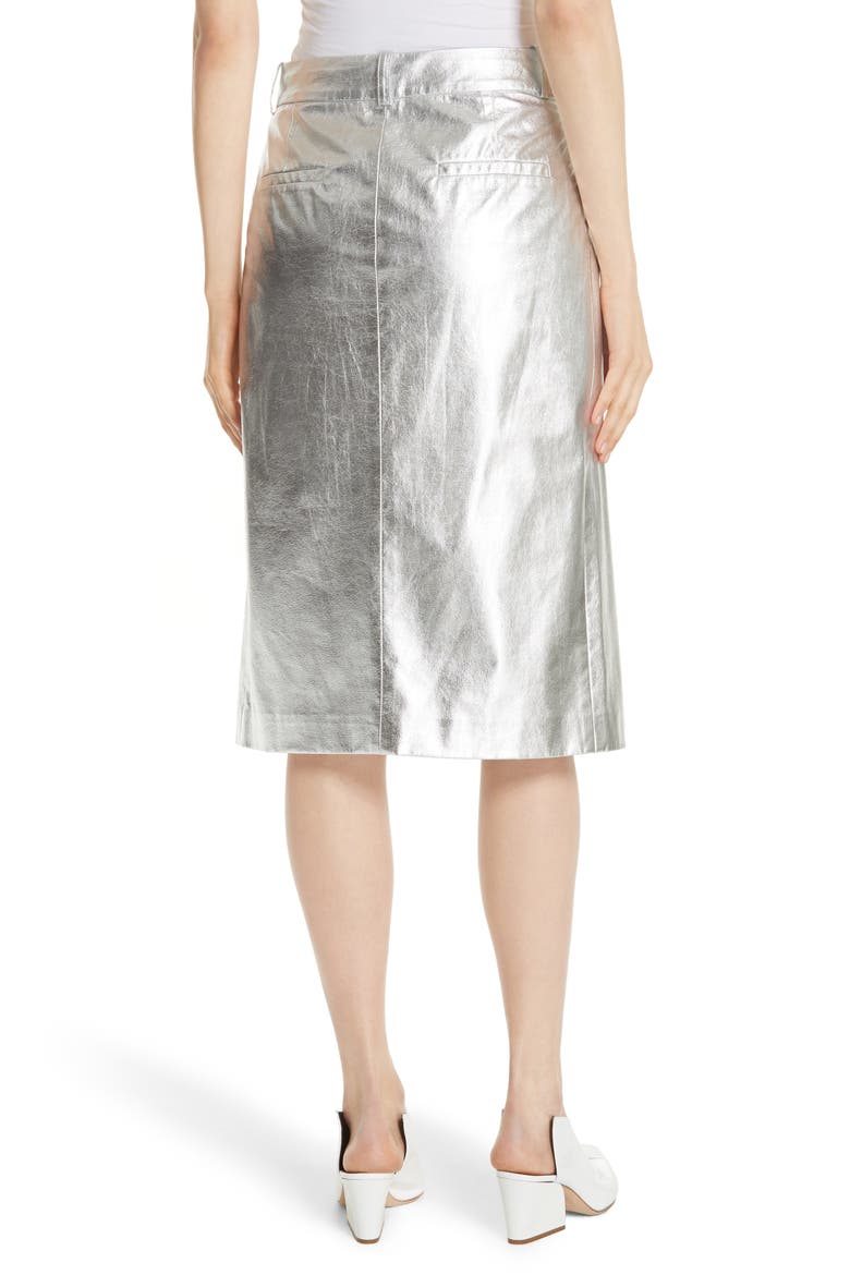 Tech Faux Leather Trouser Skirt, Alternate, color, SILVER