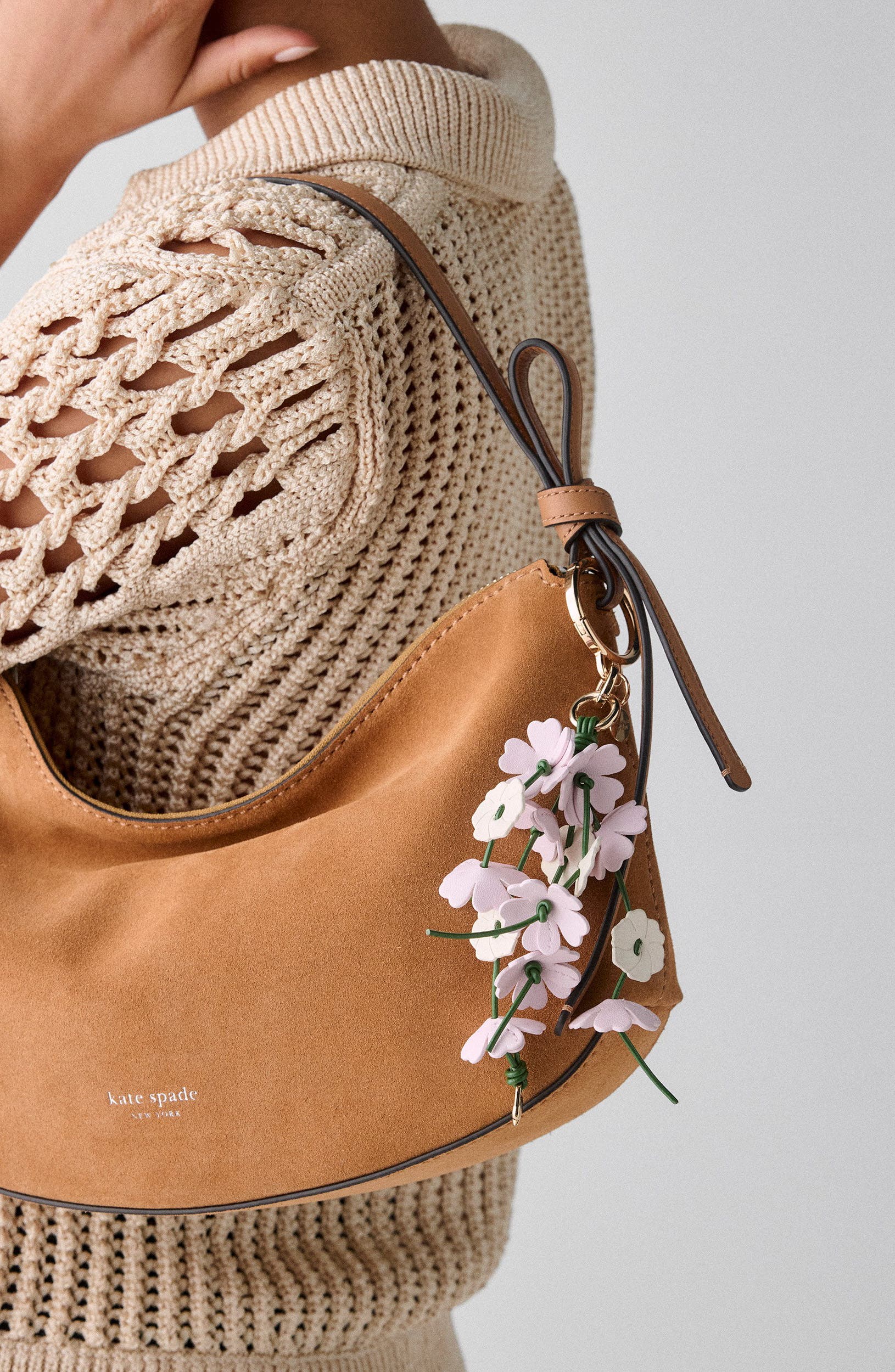 Kate Spade New York floral bag charm, Alternate, color, 